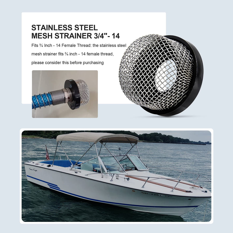 Stainless Steel Mesh Strainer 3/4"- 14 Aerator Screen Strainer Stainless Mesh Replace fpr Livewell Pump, MA-023 Screw on Strainer Industrial Plumbing Inline Strainers