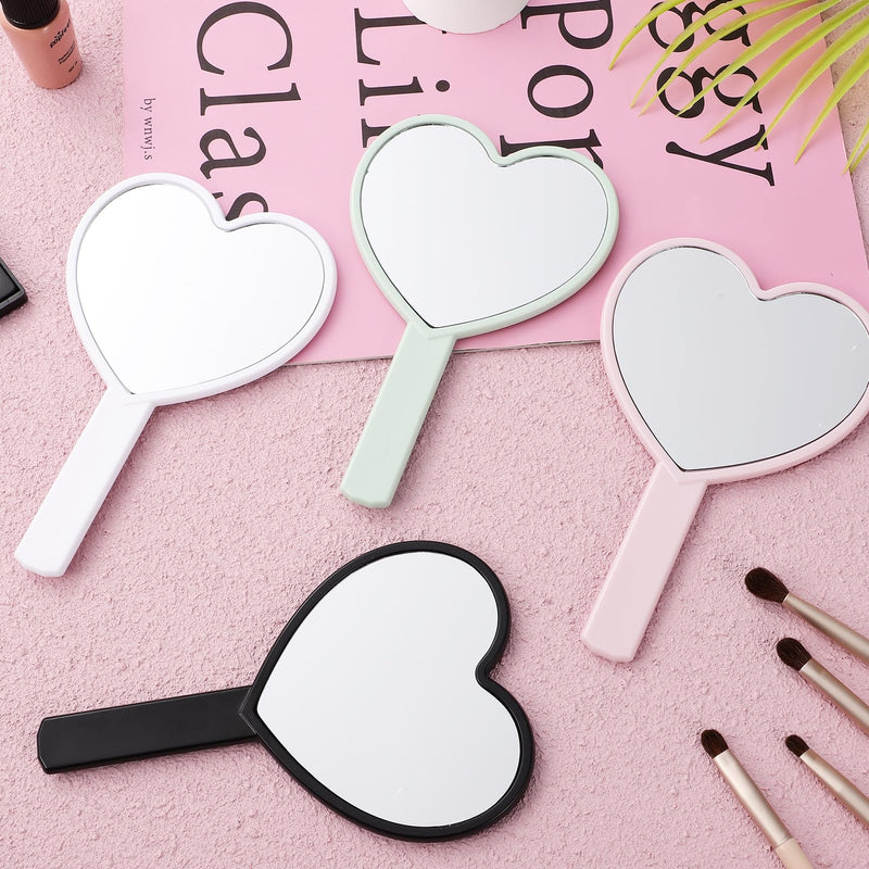 Heart-Shaped Mirror Set of 12 - Portable Handheld Mirrors for Makeup Cute Heart Design Compact Cosmetic Hand Mirror Ideal for Travel and Daily Use