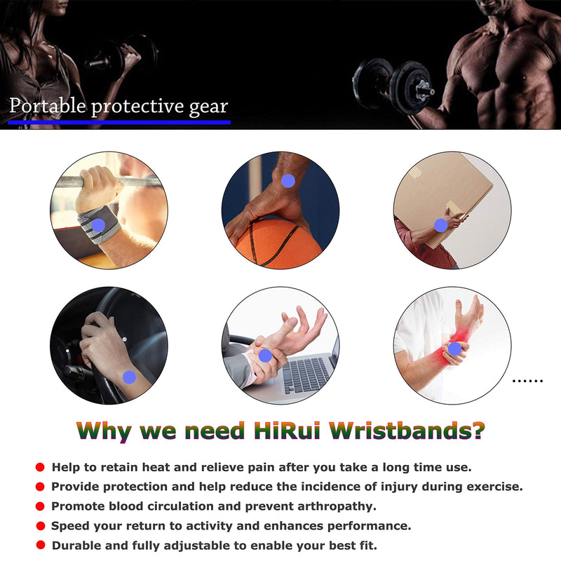 HiRui 2 Pack Wrist Compression Strap and Wrist Brace Sport Wrist Support for Fitness, Weightlifting, Tendonitis, Carpal Tunnel Arthritis, Pain Relief-Wear Anywhere-Adjustable (Black) Black