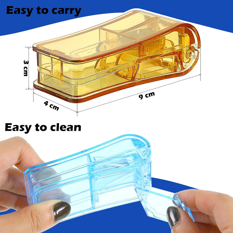 Nuanchu 18 Pieces Pill Cutter Portable Medicine Holder with Stainless Steel Blade Easy Cut for Cutting Pills Tablet in Half for Daily Life