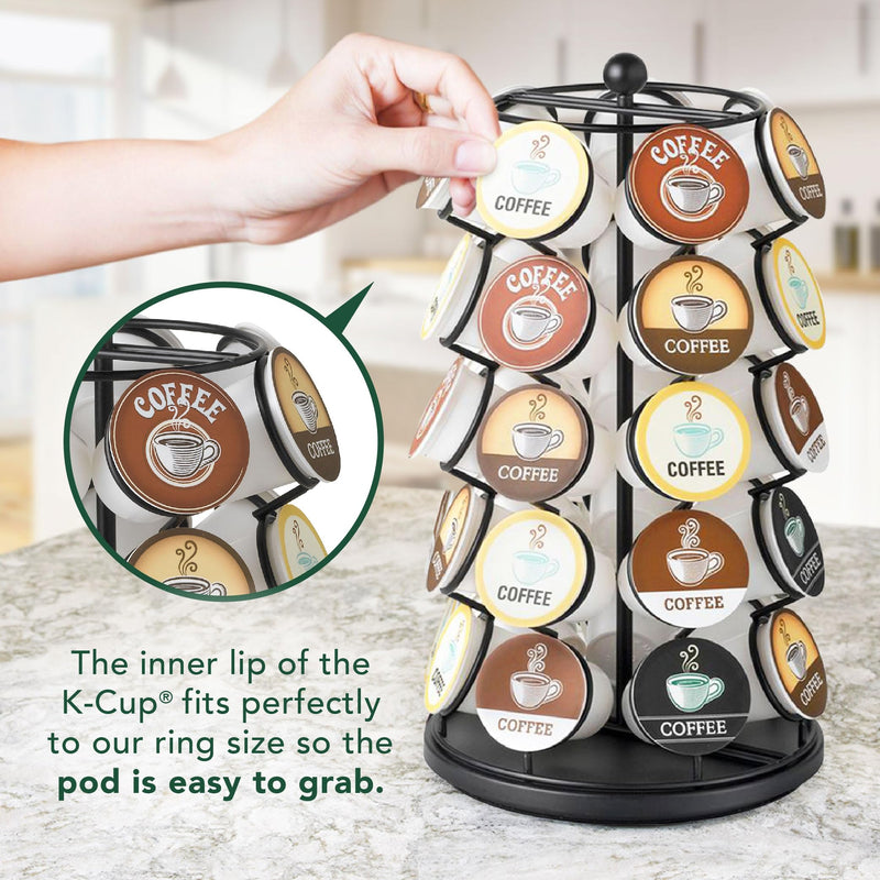 Nifty K Cup Holder – Compatible with K-Cups, Coffee Pod Carousel | 35 K Cup Holder, Spins 360-Degrees, Lazy Susan Platform, Modern Black Design, Home or Office Kitchen Counter Organizer 35 K Cup Holder | Black