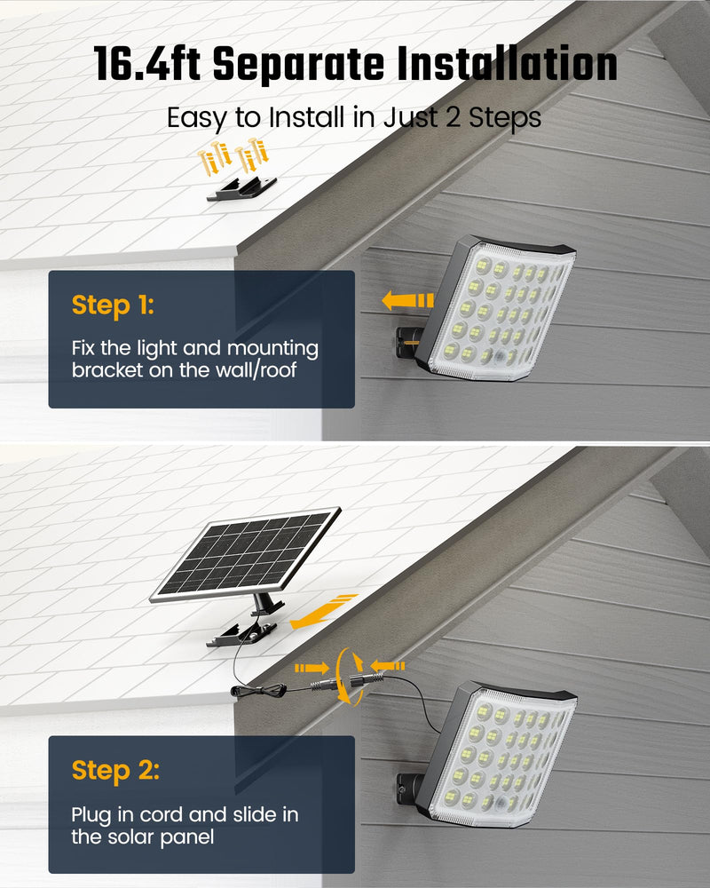 Solar Lights Outdoor Bright Solar Dusk to Dawn Light with 3000mAh Battery, IP65 Waterproof Remote Control Outdoor Light, 3 Working Modes for Garage, Porch, Patio, Shed, 1-Pack Black 1 Pack