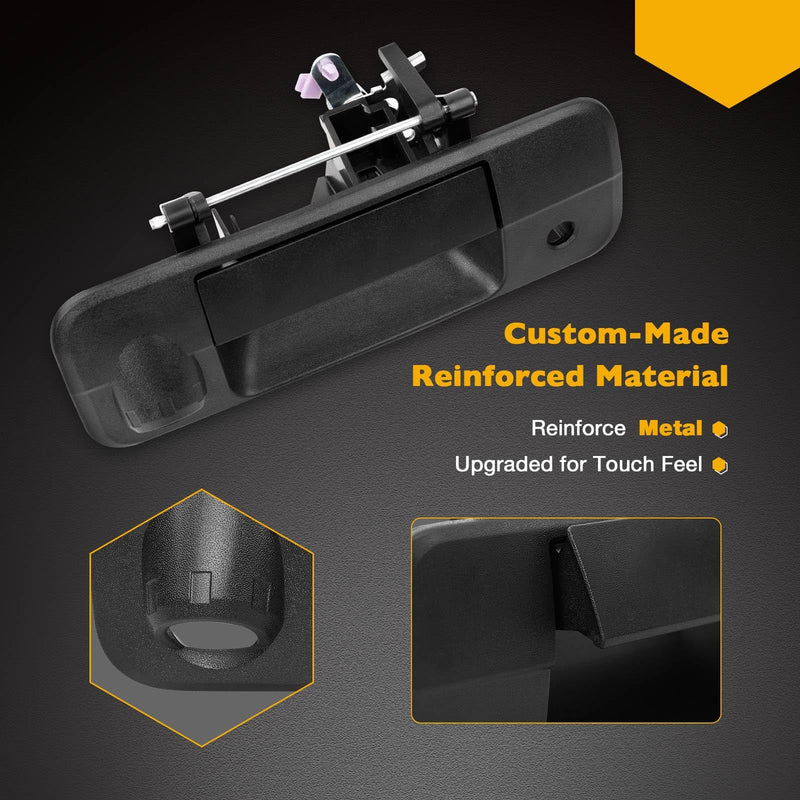 Gledewen 81214 Metal Upgraded Tailgate Handle Liftgate Latch Handle with Rear Camera Hole, Compatible with 2007-2013 Toyota Tundra, Replaces# 690900C051 Metal Tailgate