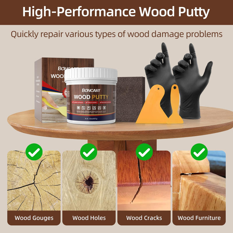 Boncart Wood Filler, 32 OZ Walnut Wood Putty