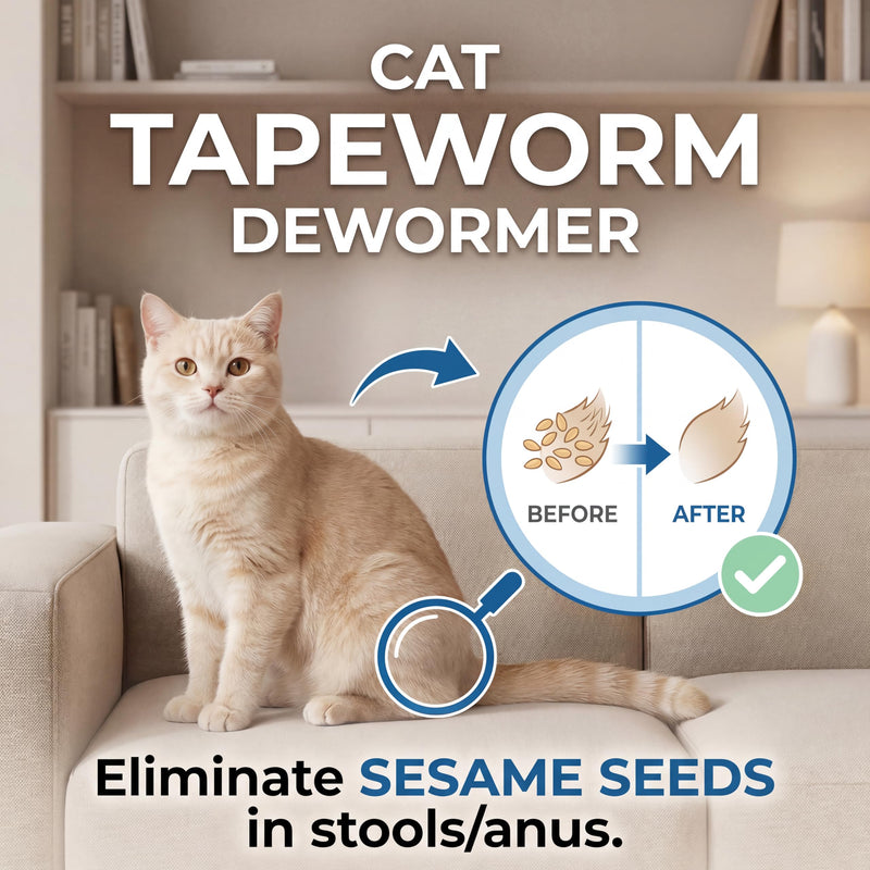 Tapeworm Dewormer for Cats & Kittens, Praziquantel for Cats, Tapeworm Treatment for Cats (6+ Weeks)