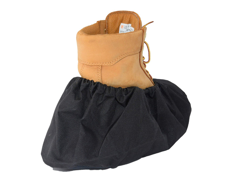 2 Pairs Non Slip waterproof Reusable shoe Covers for contrators and Carpet Floor Protection, Machine Washable. X-LARGE Extra Large Black