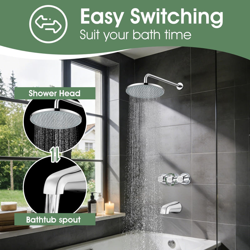 Bathtub Faucet and Shower Knobs Replacement,Easy to Install Tub Spout Set for 1/2" Copper Pipe,1/2" IPS and 3/4" IPS with Install Tool
