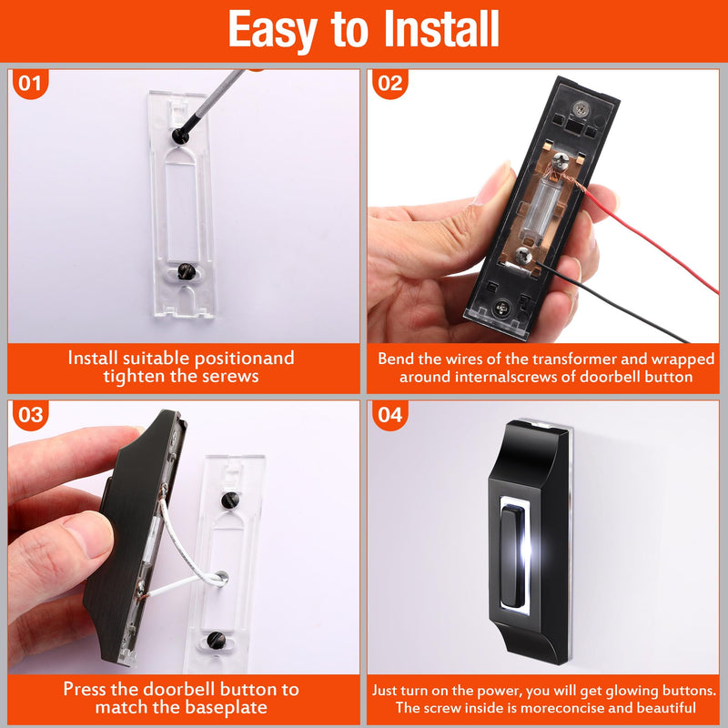 Enhon Solid Metal Doorbell Button, Sleek Metal LED Light Up Wall Mounted Door Bell Push Buttons for Home, Universal Garage Door Opener Switch