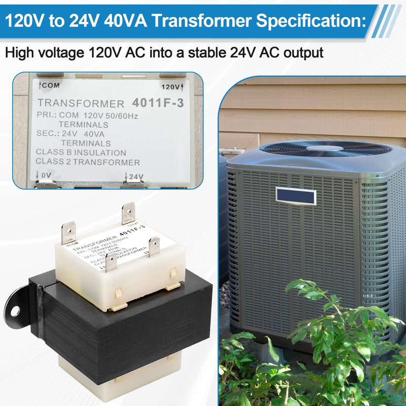 4011F-3 24V Transformer Compatible with Trane Furnaces/HVAC Equipment, 120V to 24V Transformer for Furnace HVAC Transformer 40VA, 24 Volt Furnace Transformer Replacement TRR01729 TRR00784