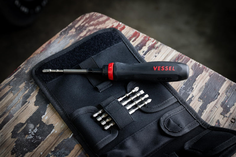 (USA Official) VESSEL MEGADORA Interchangeable Ratchet Screwdriver 5PC. Bit Set