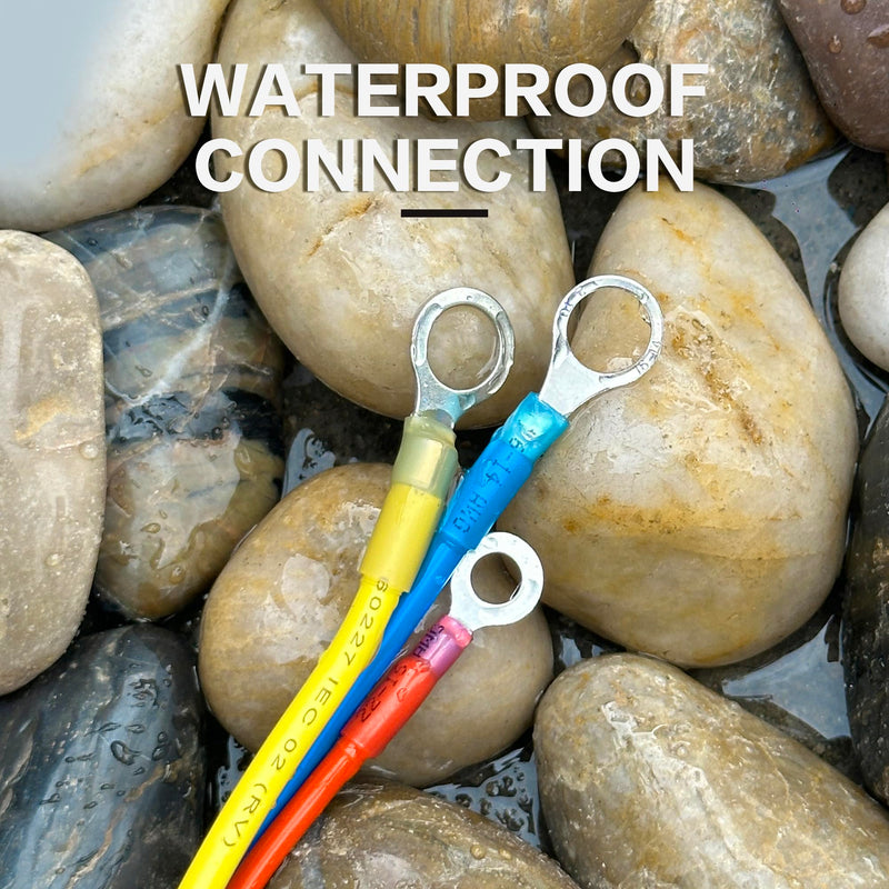 90Pcs Heat Shrink Wire Connectors Electrical Kit - Oiojuct Marine Automotive Wiring Crimp Terminals Assortment, Waterproof Ring Electrical Butt Connector 90