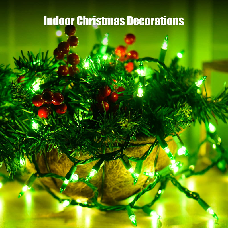 Green Christmas Lights St Patricks Day Decorations 100 Count Incandescent Light UL Certified Connectable Christmas Tree Lights for Indoor Outdoor Xmas, Wedding, Party, Home Decorations Green-Green Wire 1 x 100 Count