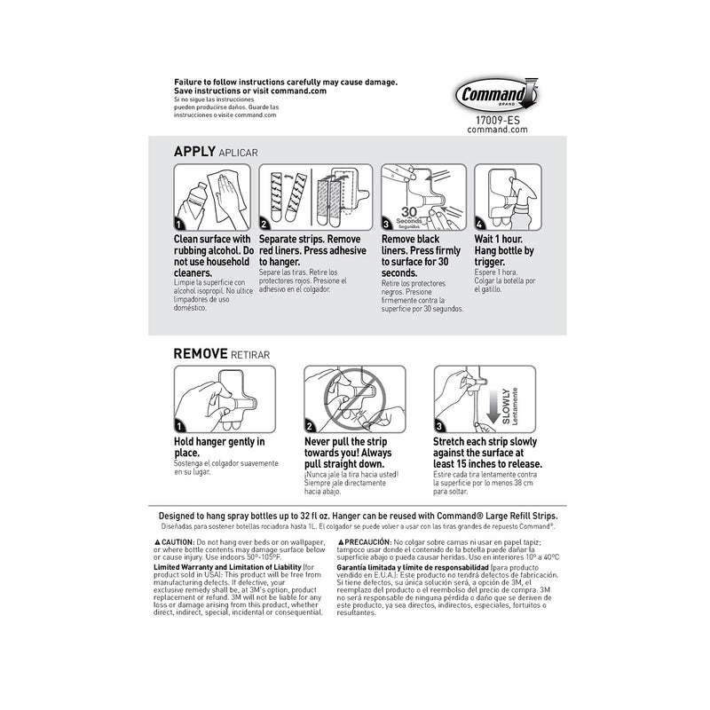 Command Spray Bottle Hanger with 2-Strips, 2-Pack, Organize Damage-Free Modern