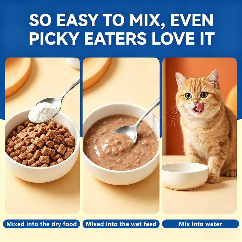 Taurine for Cats – No Additives, Essential Amino Acid for Heart & Vision, Easy Mix in Wet/Dry Food,Taurine Powder for All Ages Including Kittens-200g bule