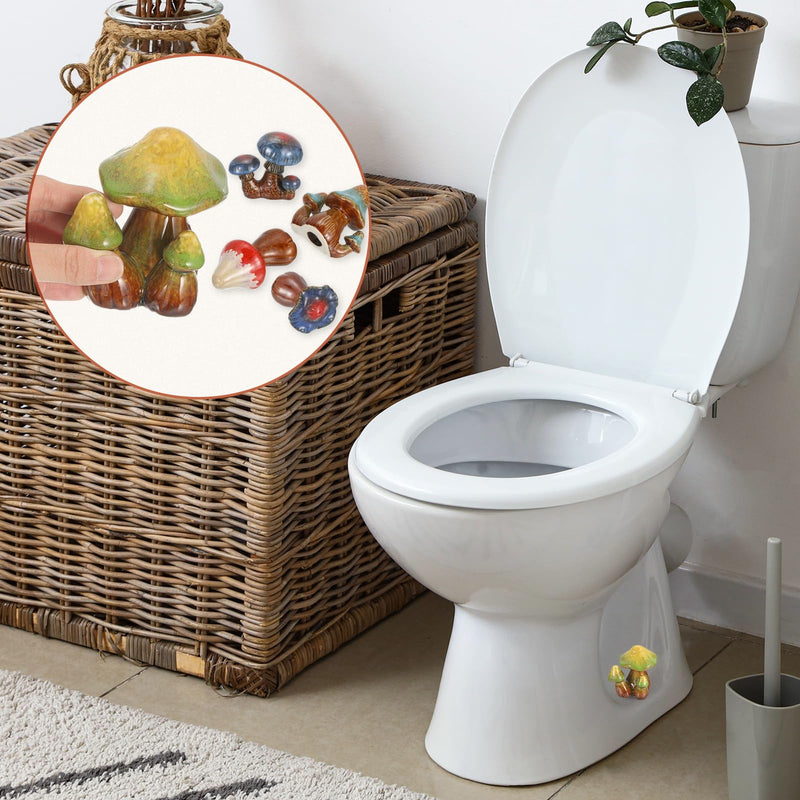 uxcell 2 Pcs Toilet Bolt Covers, Ceramics Toilet Bolt Caps Mushroom Decor Covers Cute Mushroom Toilet Screw Cover Caps for Decor Bathroom 3.74"x2.76"x4.13"(L*W*H), Yellow-green