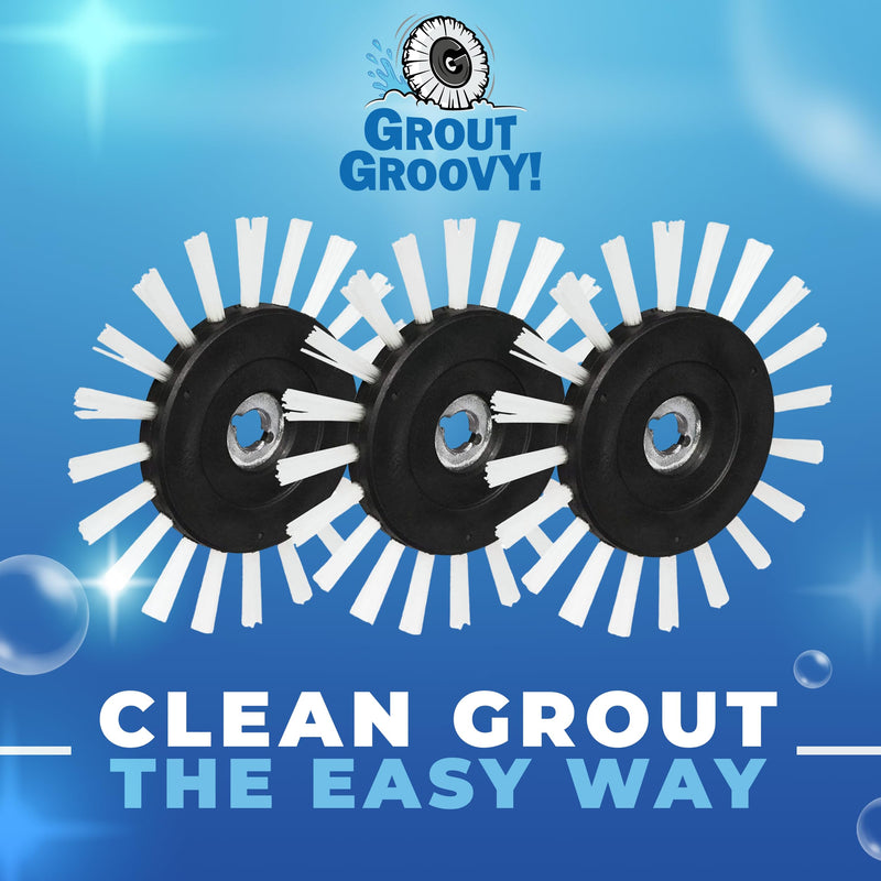 Grout Groovy Brush Wheels 3-Pack | Nylon Replacement Grout Scrubber Heads Standard 3 Pack