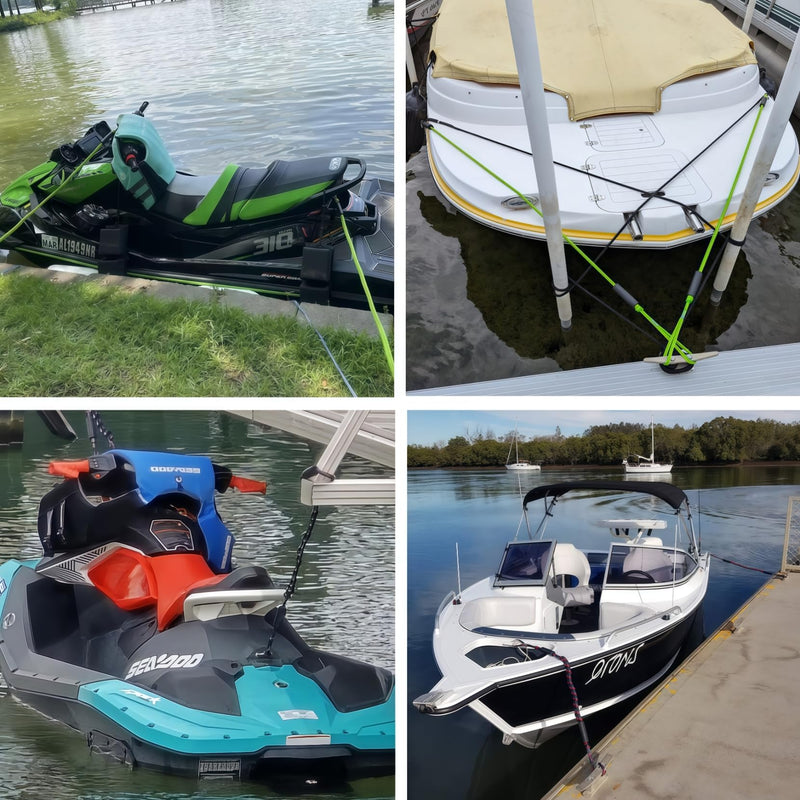 4 Feet Bungee Dock Line for Boats,Built-in Snubber,Dock Lines with Stainless Steel Clip,Boat Accessories Suitable for Kayak,Jet Ski,Pontoon, Canoe, Power Boat(Black Green/2 Pack) Black Green