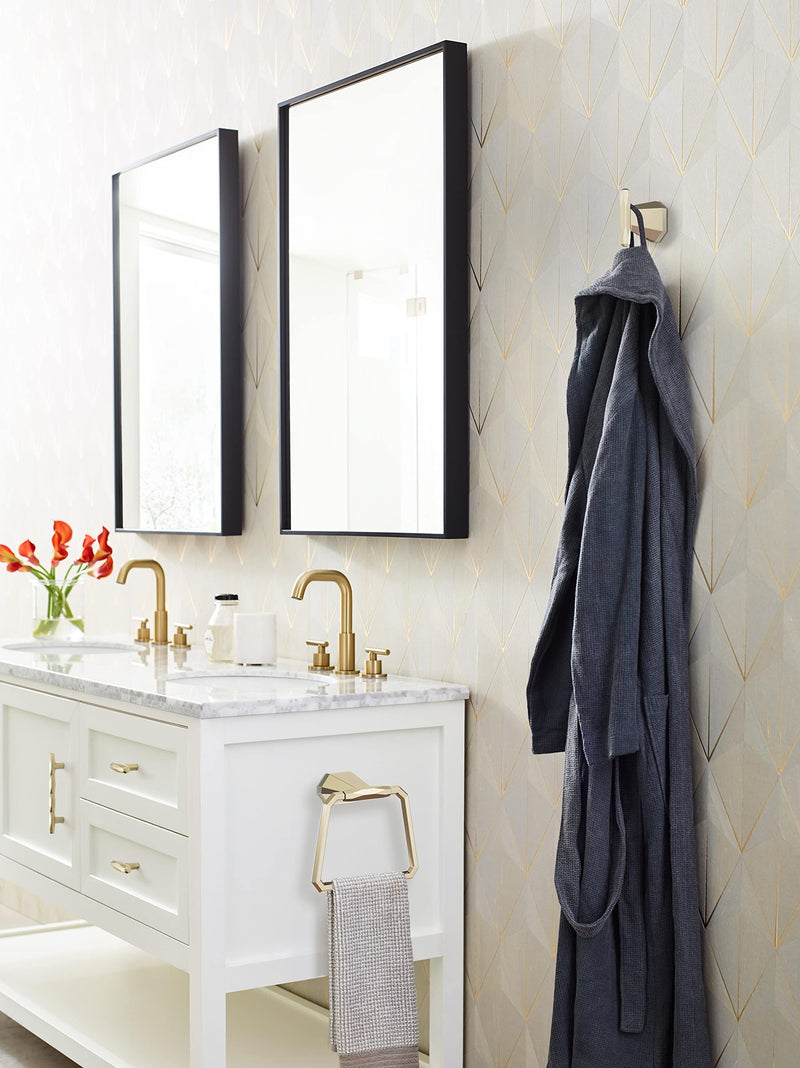 Amerock BH36042BBZ | Golden Champagne Towel Ring | 5-1/2 inch (140 mm) Width Towel Holder | St. Vincent | Hand Towel Holder for Bathroom Wall | Small Kitchen | Bath Accessories