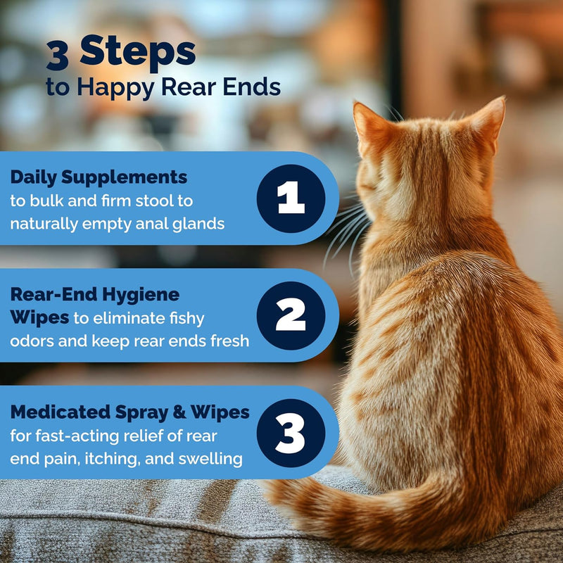 Glandex Feline Anal Gland Fiber Supplement Powder for Cats with Digestive Enzyme, Probiotics and Pumpkin, Vet Recommended for Healthy Bowels - Tuna Flavored 4.0 oz, Scoop Included - NewNest Australia