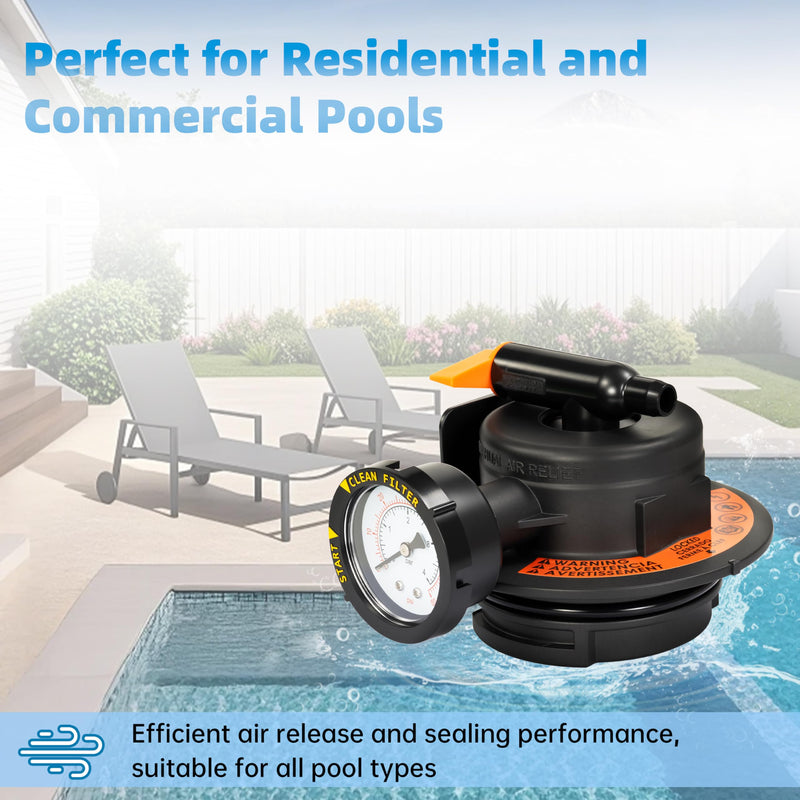 DEX2420MAR2 Manual Air Relief Assembly, 2420MAR2 Air Relief Valve, Compatible with DE and Cartridge Pool Filter, Fits ProGrid DE, SwimClear, SwimClear Cartridge, and DEP Filter Models such as DE4820 Black