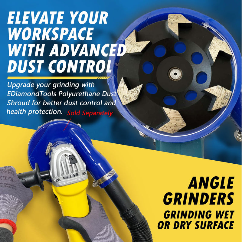 5" High Performance Diamond Grinding Wheels for Concrete, Paint, Epoxy, Mastic, Coating Removal, #30/40 Grit, 6 Arrow Segments, 5/8"-11 Arbor 5" Diameter - 5/8"-11 Threaded Arrow Segments - #30/40 Grit