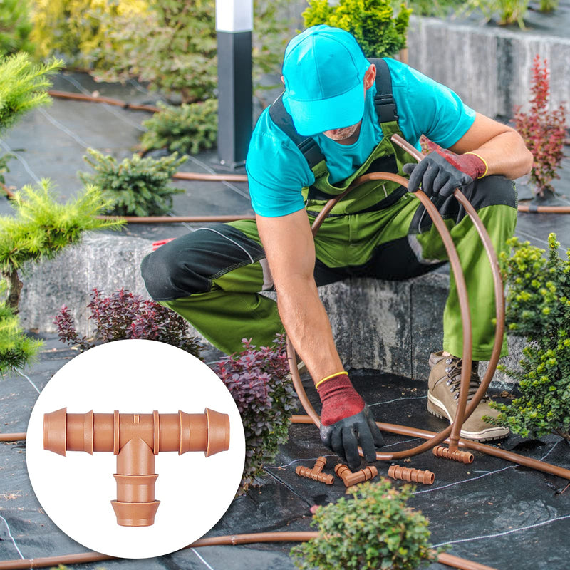 Drip Irrigation Barbed Tee：30 Pack Drip Irrigation Tee Parts Fits for 1/2 Inch Drip Irrigation Tubing 17mm 0.600" ID Tee Connectors for Patio Lawn Garden 30 Pack Tee