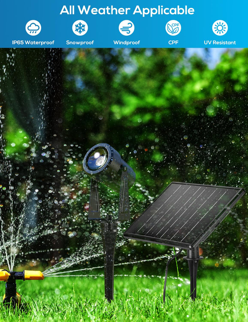 ZYAN Solar Landscape Spot Lights Outdoor 24ft Cable 6W Monocrystalline Panel & USB-C Powered 5400mAh All-Night Lighting Auto Dusk to Dawn IP65 Waterproof Warm White LED Uplights for Yard Pathway Trees 4 Pack