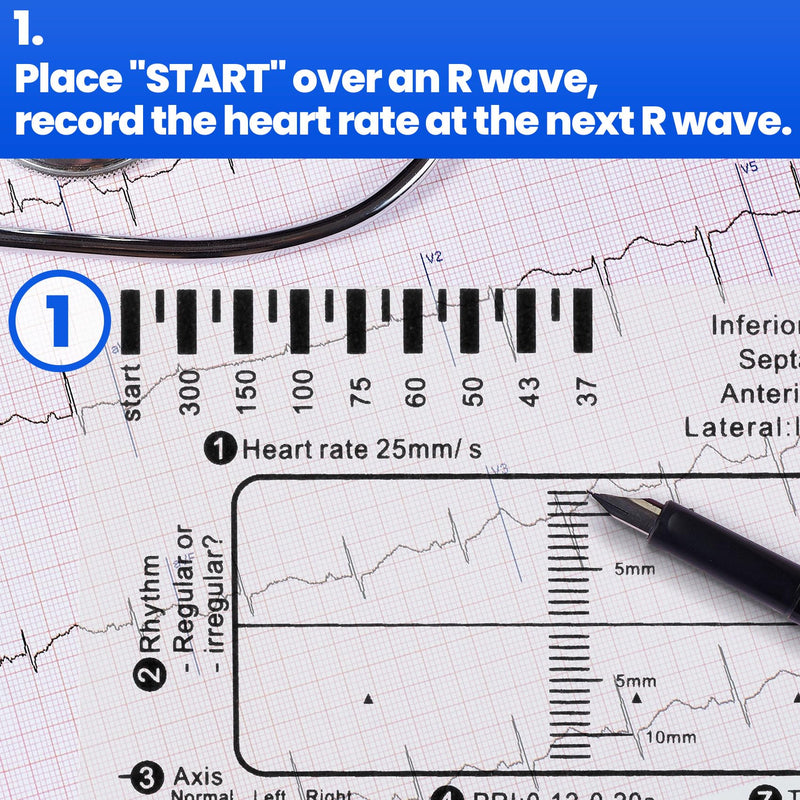 3pcs ECG 7 Step Ruler, Transparent EKG Calipers Ruler, Electrocardiogram Card Portable Plastic Measuring Tool for EKG Interpretation