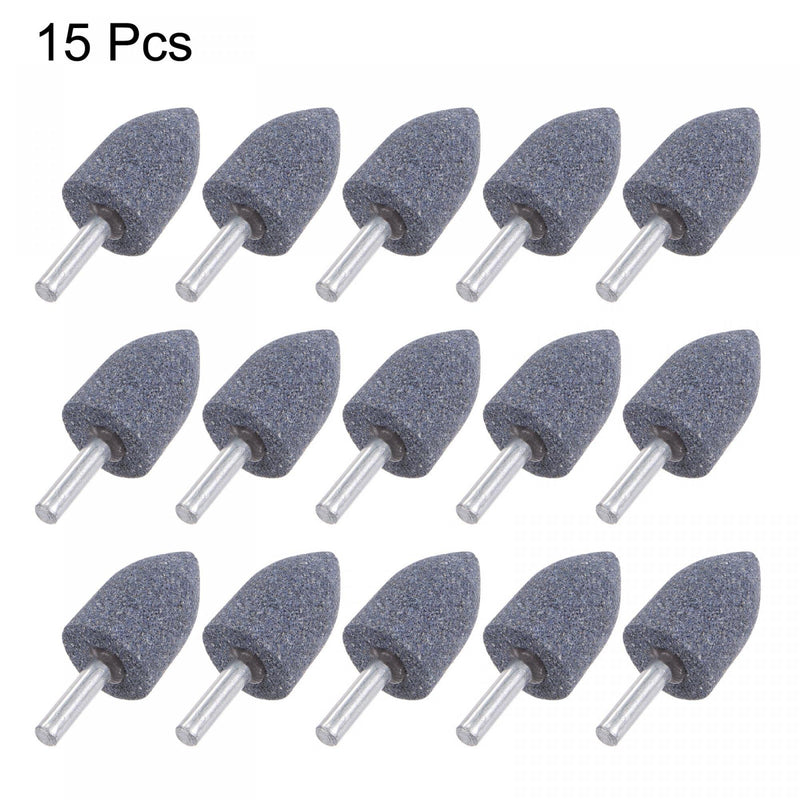 uxcell 15 Pcs Abrasive Mounted Stone 1/4" Shank 1" Dia Conical Corundum Grinding and Polishing Head for Engraving Rotary Tool 25mm