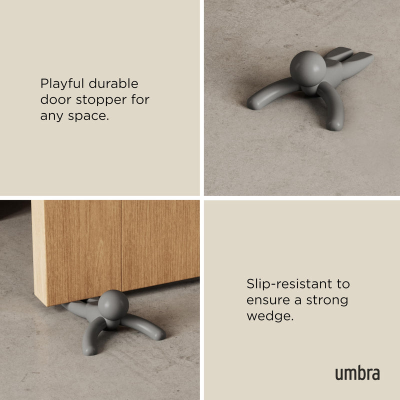 Umbra Buddy Door Stop, Heavy-Duty and Flexible, Soft-Touch Finish, Protects Your Floors, Grey Dark Gray 1 Pack