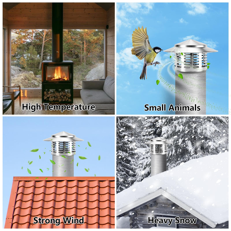 Stainless Steel Chimney Caps Cover for Outside (3 in, Silvery) 3 inch