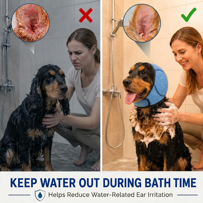 HOFi Waterproof Dog Ear-Covers for Bath: Block 99% of Water from Dog Ears