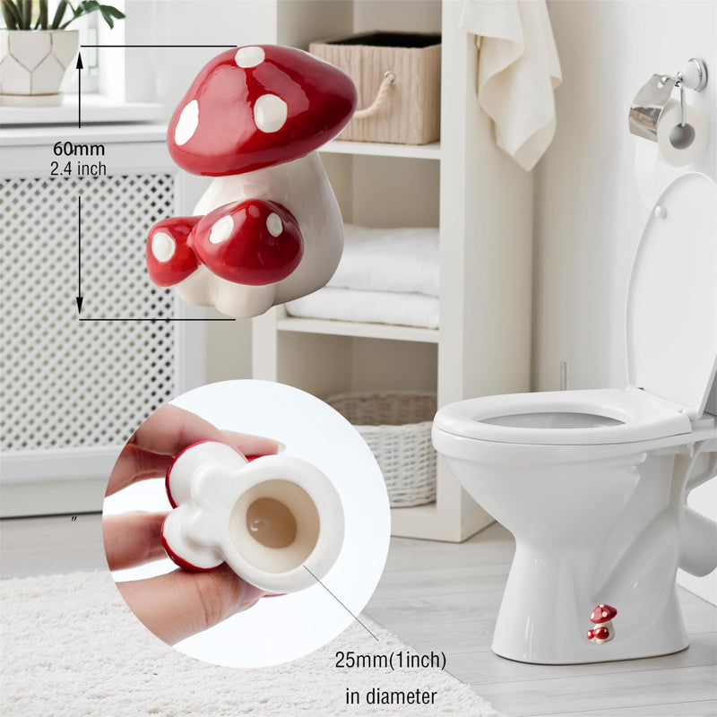 FKOG Ceramic Mushroom Toilet Bolt Caps, Mushroom Toilet Bolt Covers, Toilet Replacement Parts Decorative Bathroom Accessory Cute Bathroom Decor (Mushroom)