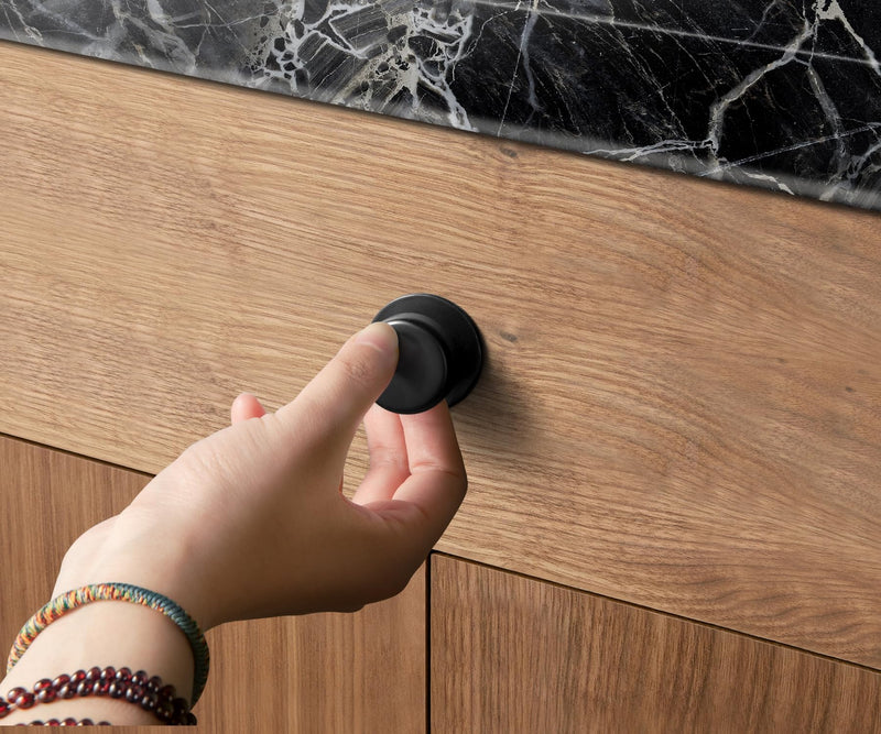 Goo-Ki Matte Black Cabinet Knobs,6-Pack Zinc Alloy Drawer Knobs Dresser Pulls Single Hole,Drawer Knobs for Dresser Drawers 1-1/5 Inch Diameter 9623-B-DADAN