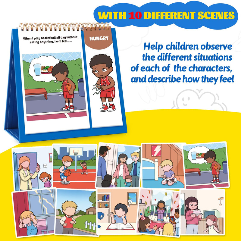 Torlam Feelings and Emotions Book for Kids, Calm Down Corner Supplies, Social Emotional Flipbook Mood Feelings Chart, Toddlers Autism Learning/ADHD Tools for Classroom Preschool Kindergarten