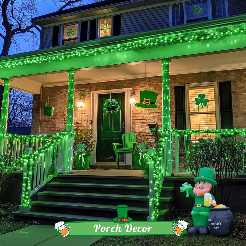 JMEXSUSS 200 LED Christmas String Lights Outdoor, 66ft Expandable Green String Lights Plug in, 8 Modes Waterproof Green Christmas Tree Lights for Outside Yard St Patricks Day Christmas Halloween Decor Green Connectable