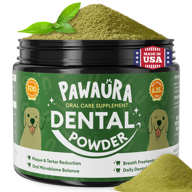 Dog Teeth Cleaning Powder,Dog Breath Freshener with Probiotics for Targets Tartar & Bad Breath,Dog Dental Powder for Teeth Cleaning of All Breeds,180g(6.35 oz) - Made in USA 6.35 Ounce (Pack of 1)