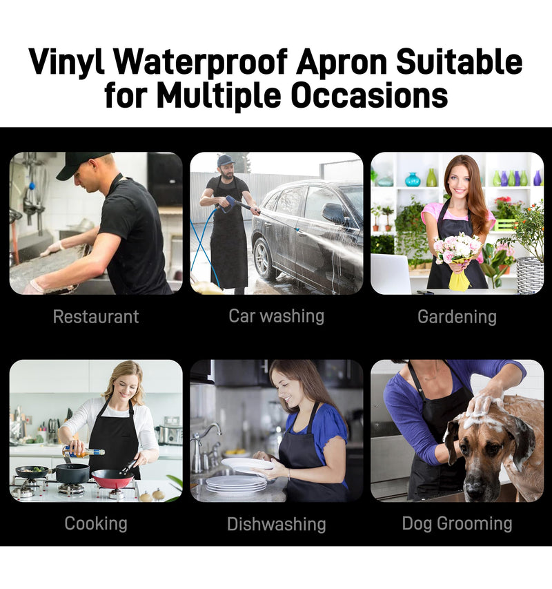 Waterproof Apron with Comfortable Adjustable Bib Rubber Vinyl Dishwasher Heavy Duty Apron for Men Women Dishwashing Black - NewNest Australia