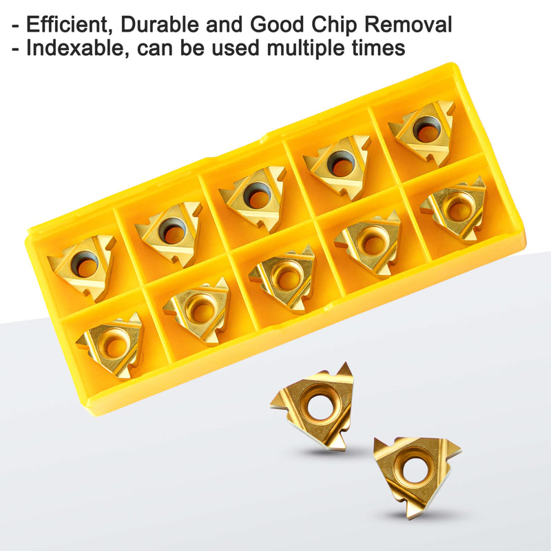 Metal Lathe Cutting Tools - 1/2" and 5/8" Threading Tool Holder Boring Bars with 10pcs Indexable Carbide Inserts 16IR 16ER for Turning Threading Boring Lathe Cutting 1/2" 5/8" Turning Holder + 10PCS Carbide Inserts