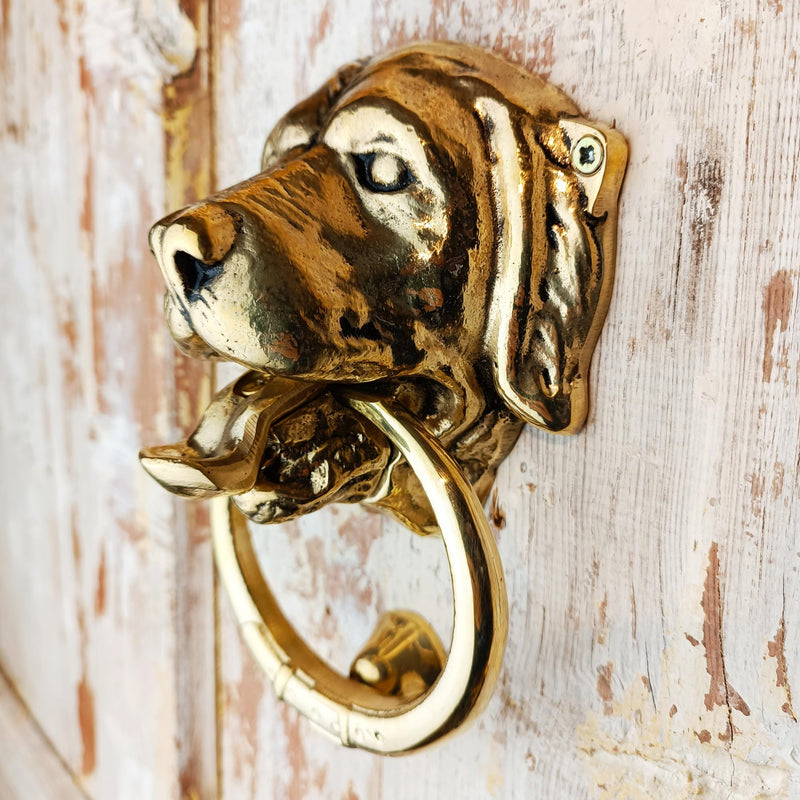 Dog Door Knocker, Solid Brass, 6.7 inches, Labrador Retriever Head, Front Door Ornament, Unlacquered Finish (Antique Brass) Antique Brass
