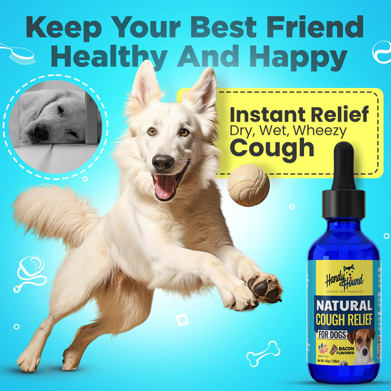 Handy Hound Dog Cough Supplement - Manuka Honey, Natural Herbal Formula for Throat Soothing & Mucus Support - Made in USA (4 Oz) 4 oz