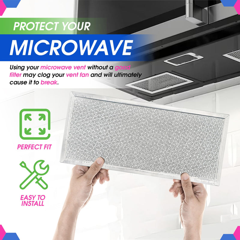 Microwave Filter Replacement 5.78" x 12.91" Fits W10208631A Whirlpool Microwave Filter - Aluminum Mesh Screen Grease Filter - Freshens and Filters Kitchen Air in Over the Range Oven Vent Fan 1
