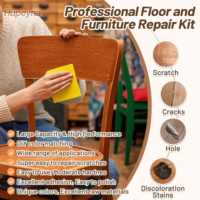 Wood Repair Kit, Wood Furniture Repair Kit, Wood Filler, Wood Putty and Beeswax- Repair Stains, Scratch, Cracks, Hole, Discoloration for Wooden Door, Table, Cabinet, Bed, Floor (Brown Series) Brown Series