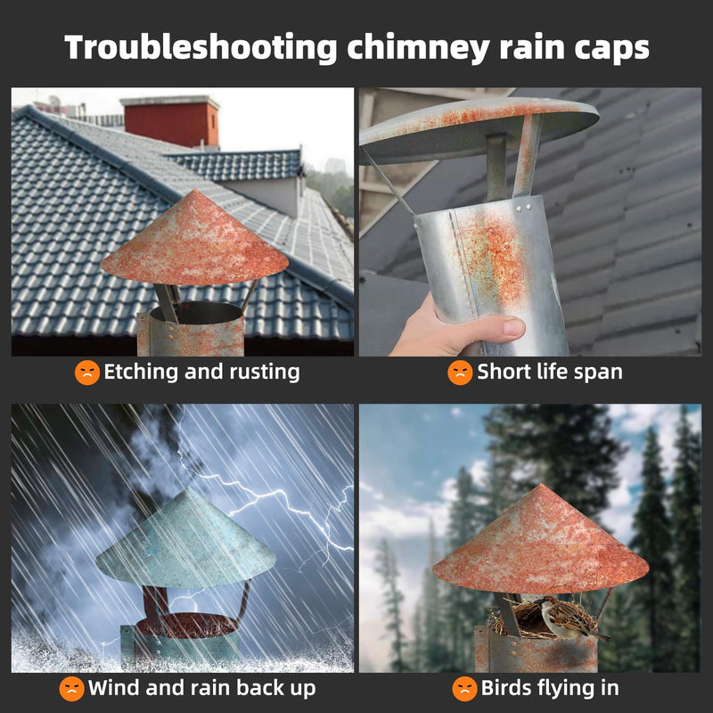 6 Inch Round Chimney Cap,Adjustable Roof Cap for Vents,Chimney Cap with Screen in Stainless Steel,Round Rain Cap for All-Round Chimney Protection,Round Roof Rain Chimney Cover,6 Inch Round Chimney Cap 6 INCH