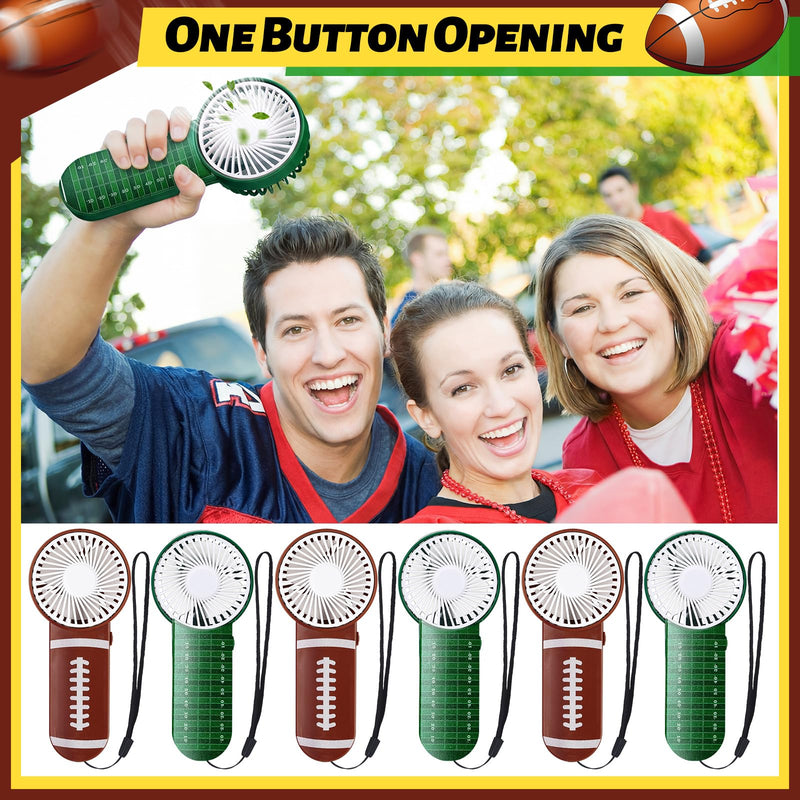 WILLBOND 12 Pcs Football Party Favors Mini Handheld Fan Bulk Small Personal Portable Fans with Lanyard for Football Goodie Bags Stuffers Team Gift Party Decorations Outdoor Sport, Battery Not Include