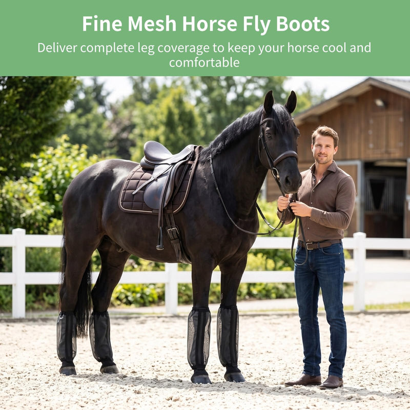4 Pcs Fine Mesh Horse Fly Boots, Anti-Fly Horse Leggings, Breathable Mesh Leg Wraps, Nylon Leg Covers for Stable Outdoor Riding