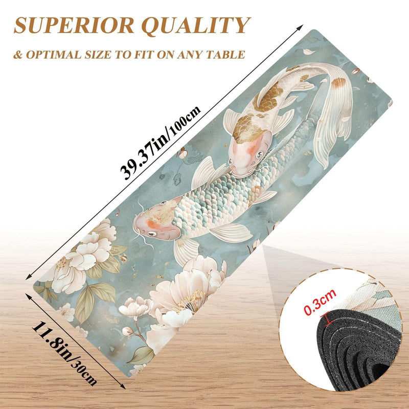 Blue Pink Japanese Flowers Fish Realistic Simple Style Trivet Table Runner Heat Resistant 230F for Hot Dishes Pots Plates Kitchen Dining Table Protector Decorative 39.37 X 11.8 Inch Blue Pink Japanese Flowers Fish Realistic Simple Style