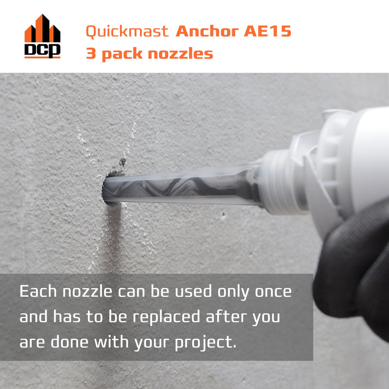 DCP Replacement Nozzles 3-Pack for Quickmast Anchor AE15, Clear Plastic