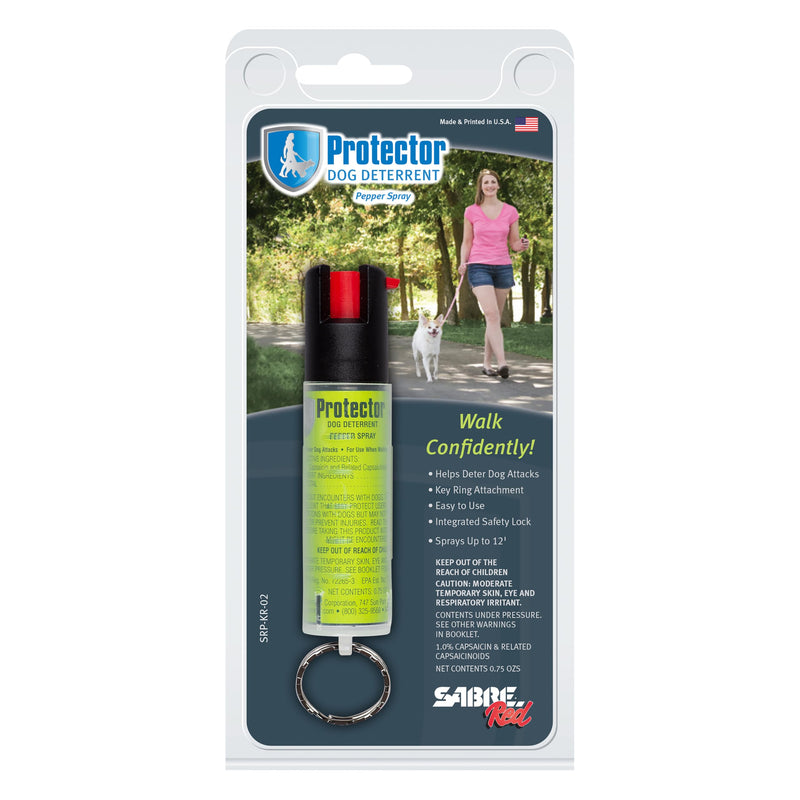 SABRE Protector Dog Spray with Key Ring, 14 Bursts, 12-Foot (4-Meter) Range, Humane Dog Attack Deterrent, Maximum Strength Allowed By EPA Green