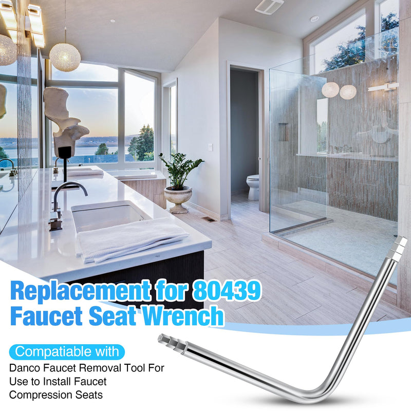 Enhon Faucet Seat Wrench, Compatible with Danco 80439 Faucet Removal Tool, For Use to Install Faucet Compression Seats, Hex or Square Steel Faucet Seats Tool, 2 Sided Wrench Configuration